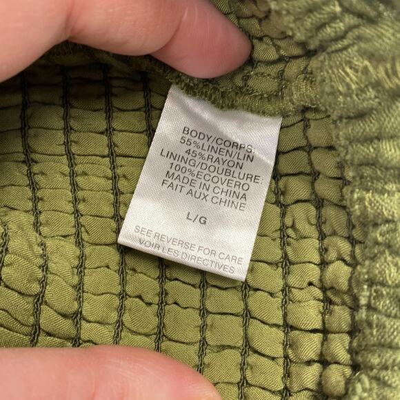 CAMI NYC Benita Smocked Crop Top In Green Large $220 retail (b17) - Picture 9 of 9